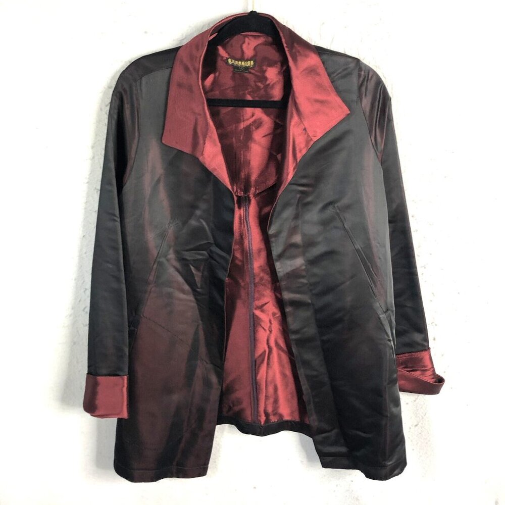 Gerogiou Studio 1 Jacket Womens Large Burgundy Irredescent Event Occasion Italy - Picture 1 of 16